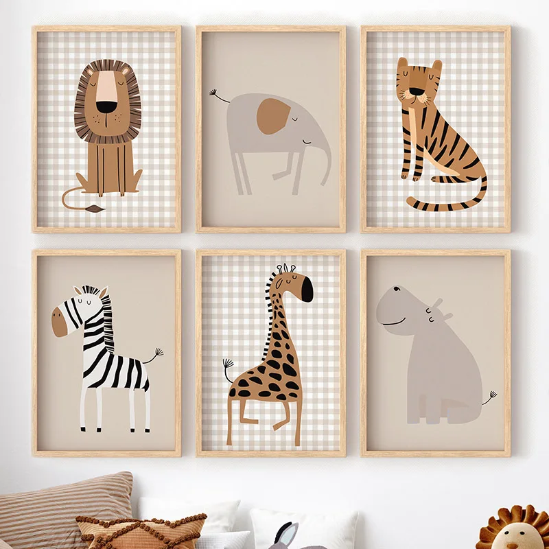 Baby Nursery Frames - (No frame)Lion Tiger Elephant Giraffe Jungle