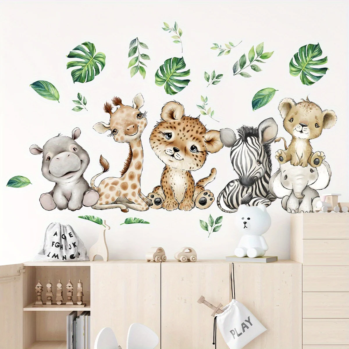 Baby Nursery Stickers - 1PC Cartoon Cute Hippo Tiger Elephant