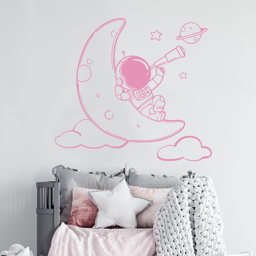 Cartoon Astronaut on The Moon  - огляд і ціна Baby Nursery Vinyl Wall Stickers