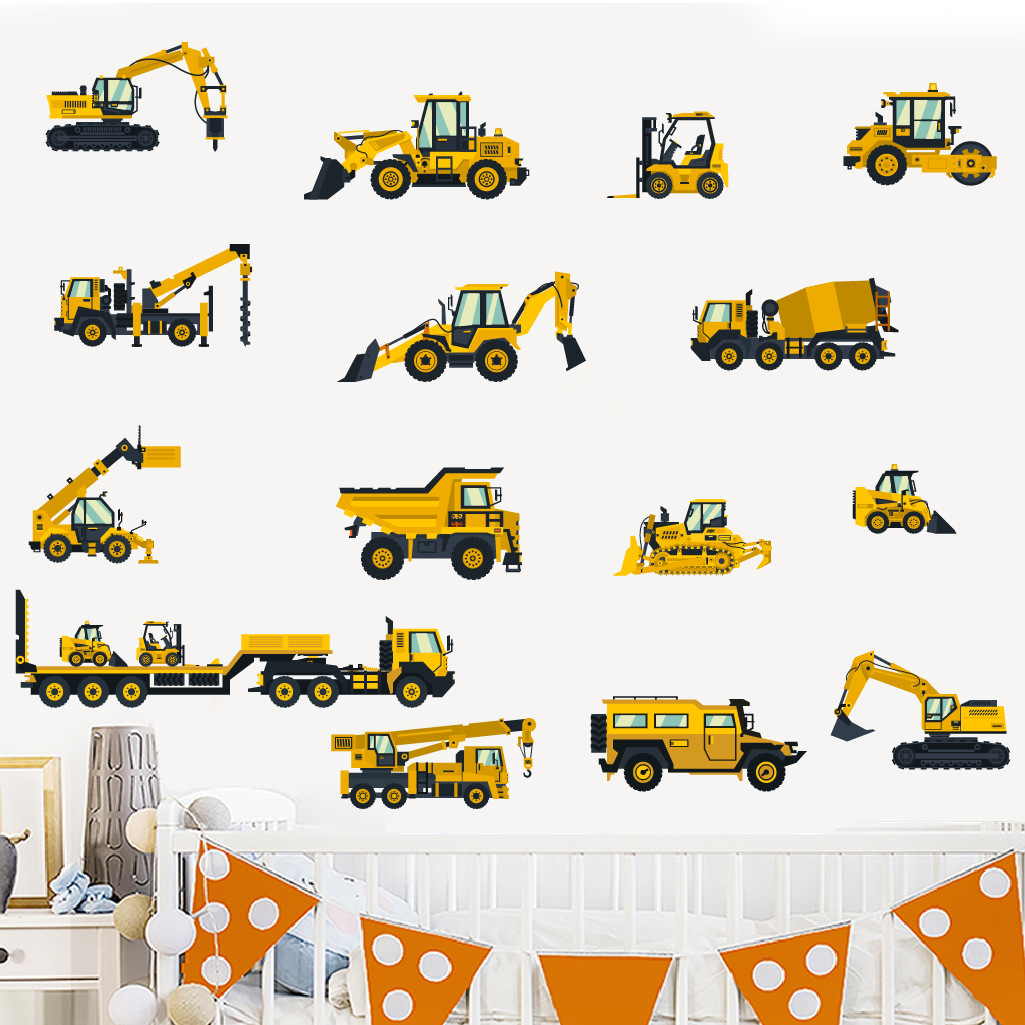 Cartoon Excavator Engineering  - огляд і ціна Baby Nursery Stickers