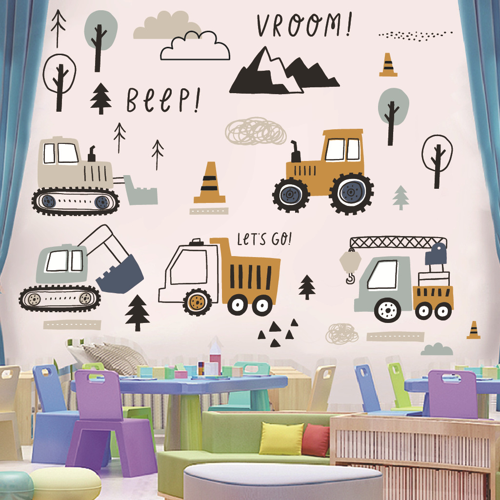 Cartoon Excavator Engineering  - огляд і ціна Baby Nursery Stickers