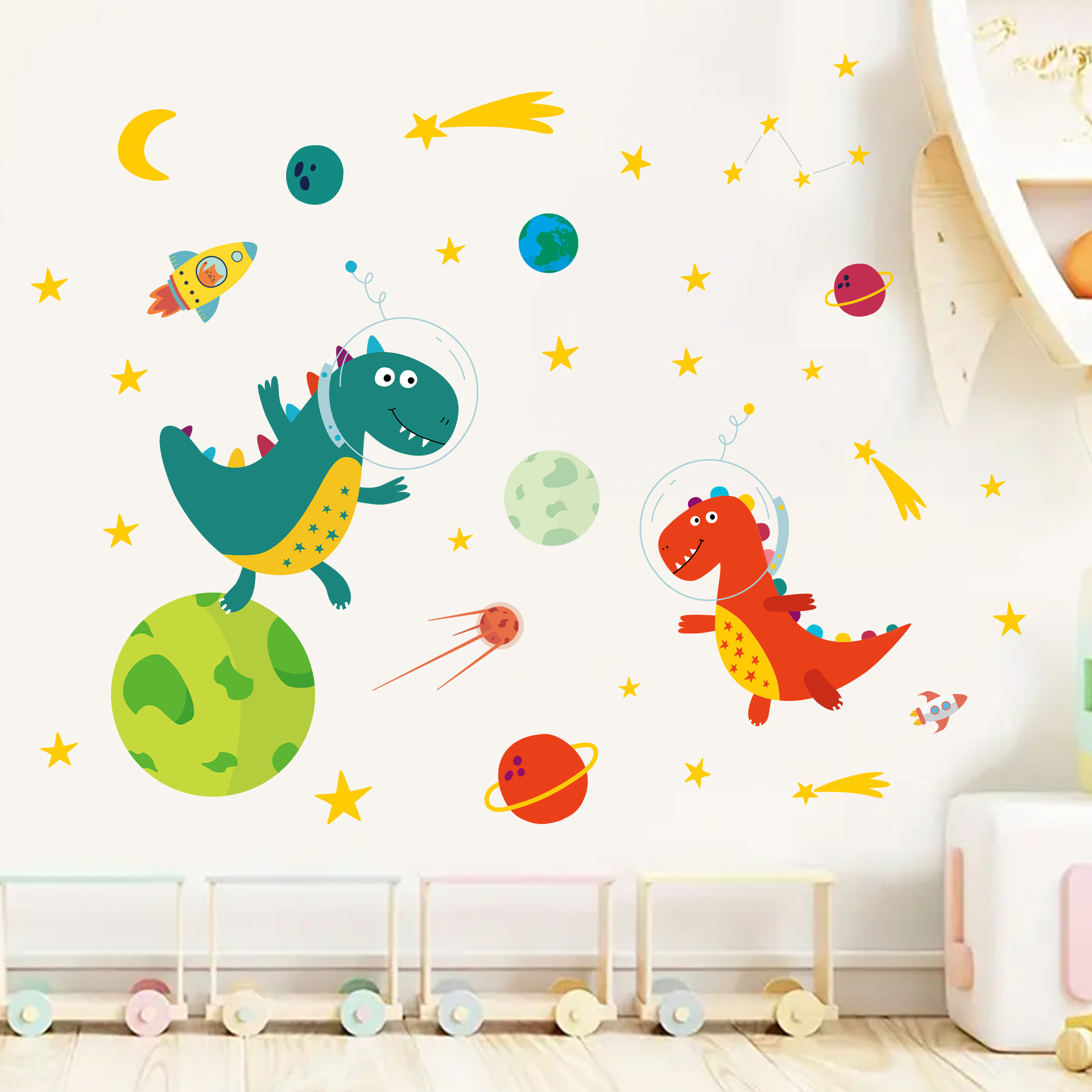 Space Astronaut Dinosaur Wall  - огляд і ціна Baby Nursery Decor Boy