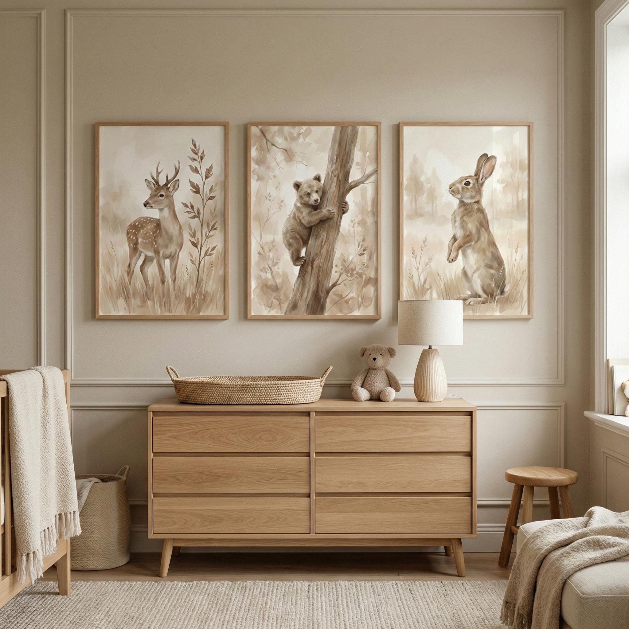 Woodland Animals Print Neutral - огляд і ціна Baby Nursery Frames