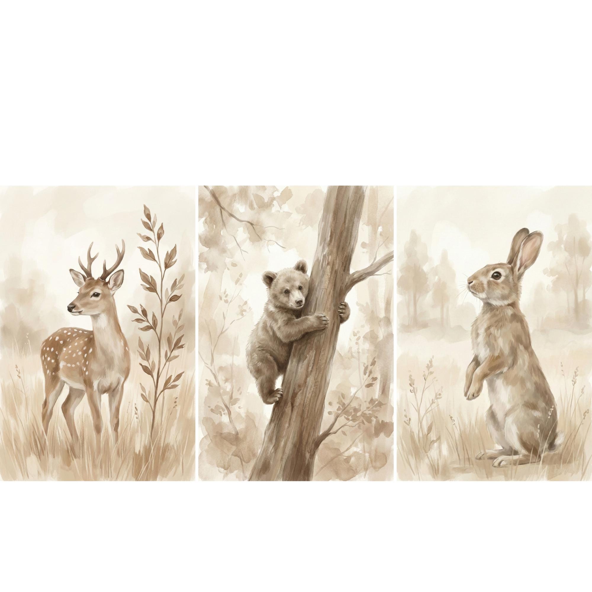 Woodland Animals Print Neutral - огляд і ціна Baby Nursery Frames