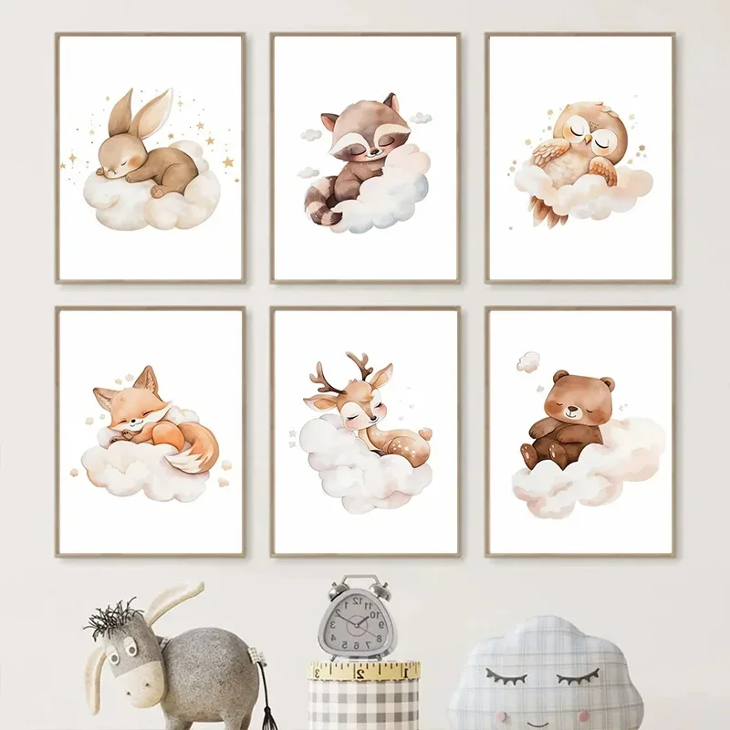 Cartoon Cloud Animal Canvas Pa - огляд і ціна Baby Nursery Frames