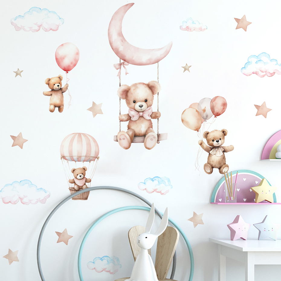 Watercolor Bear Hot Air Balloo - огляд і ціна Baby Nursery Decor Boy
