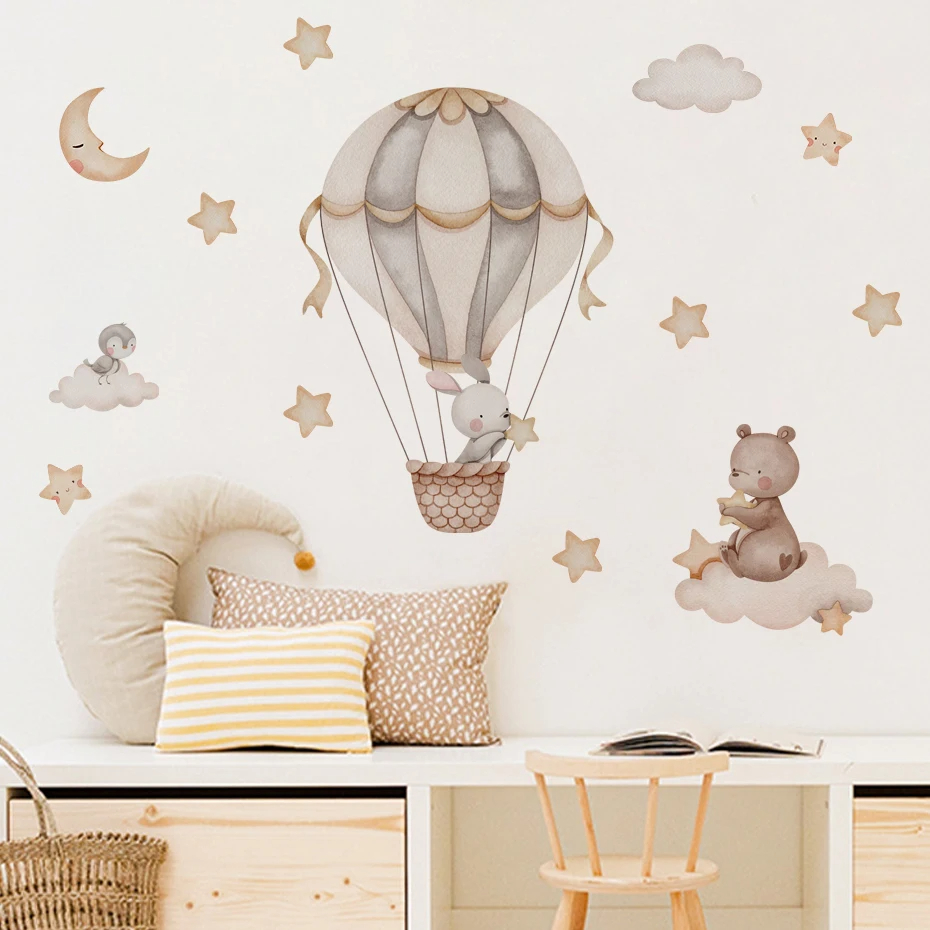 Watercolor Bear Hot Air Balloo - огляд і ціна Baby Nursery Decor Boy