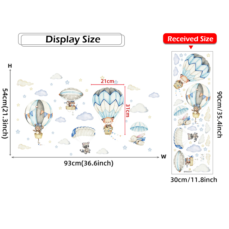 Cartoon Cute Animals Hot Air B - огляд і ціна Baby Nursery Stickers