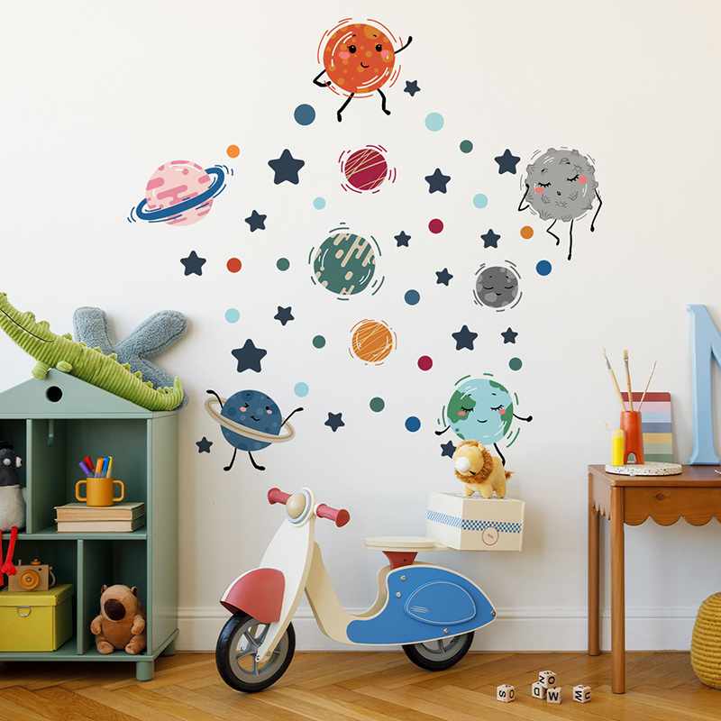 Cartoon Solar System Planet Wa - огляд і ціна Baby Nursery Vinyl Wall Stickers