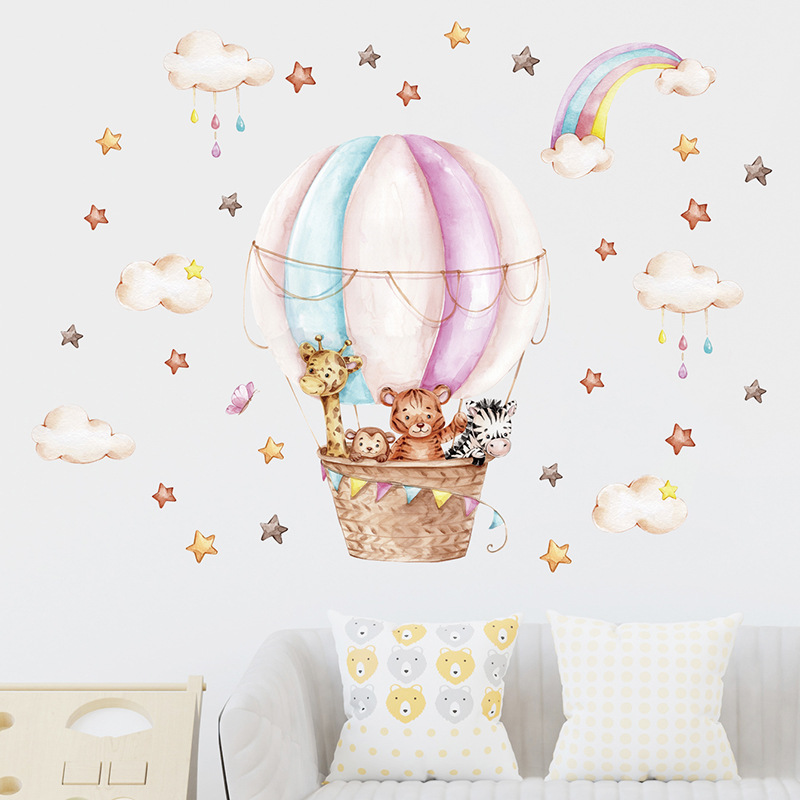Watercolor Pink Hot Airballoon - огляд і ціна Baby Nursery Vinyl Wall Stickers