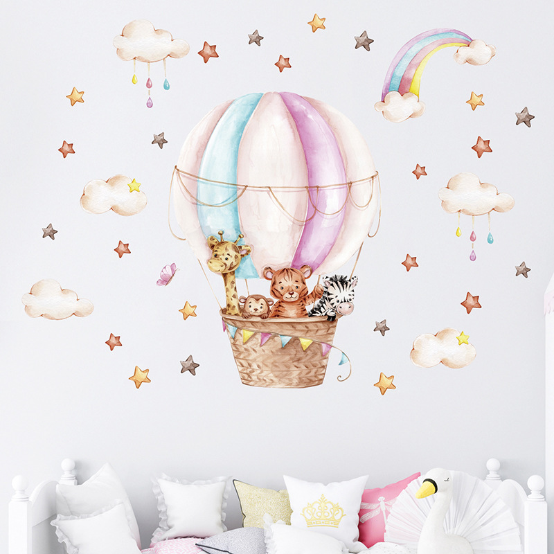 Watercolor Pink Hot Airballoon - огляд і ціна Baby Nursery Vinyl Wall Stickers