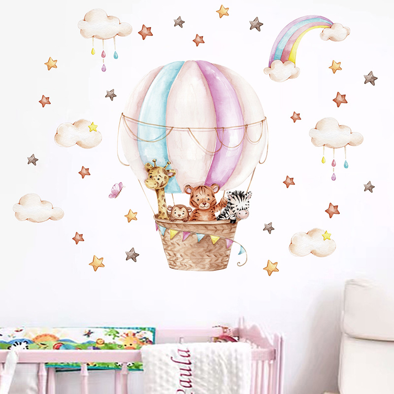 Watercolor Pink Hot Airballoon - огляд і ціна Baby Nursery Vinyl Wall Stickers
