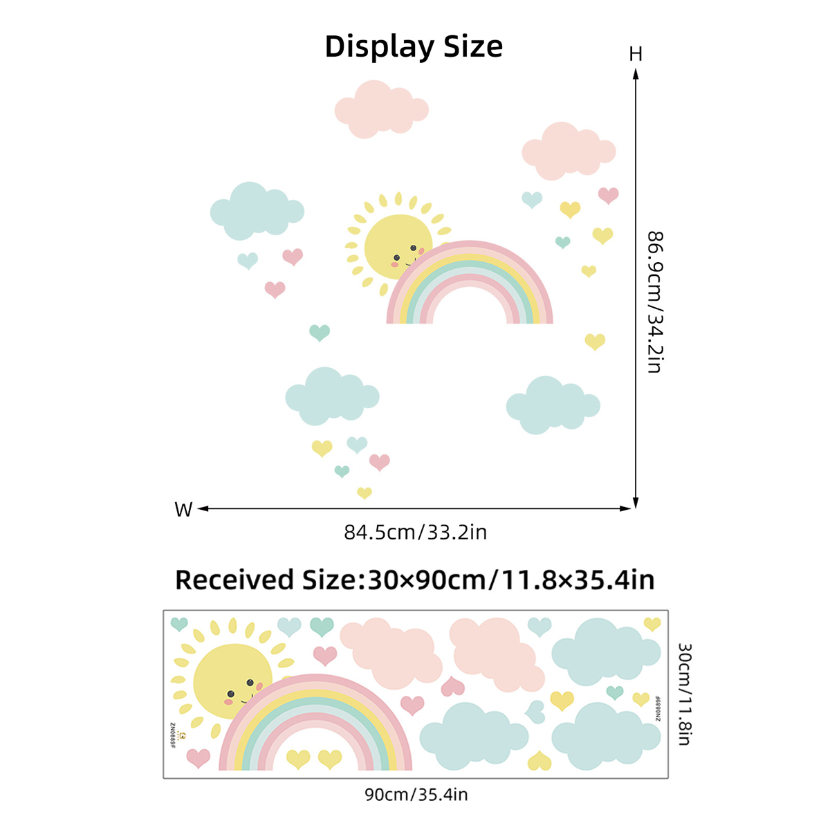 Cartoon Sun Rainbow Clouds Wal - огляд і ціна Baby Nursery Decor Boy