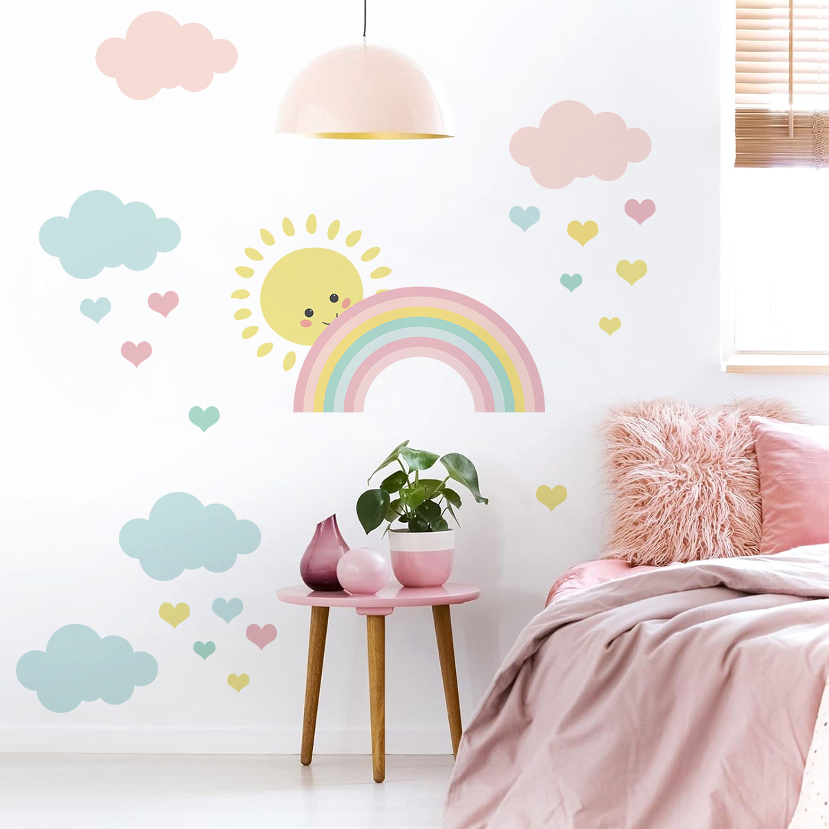 Cartoon Sun Rainbow Clouds Wal - огляд і ціна Baby Nursery Decor Boy