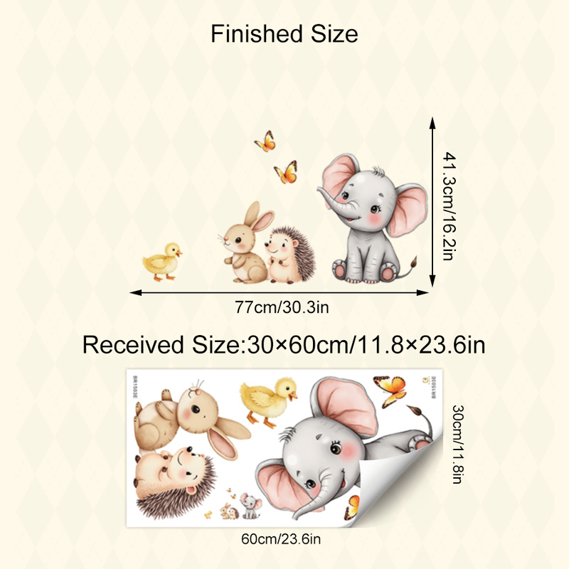 Cartoon Animal Wall Sticker -  - огляд і ціна Baby Nursery Stickers