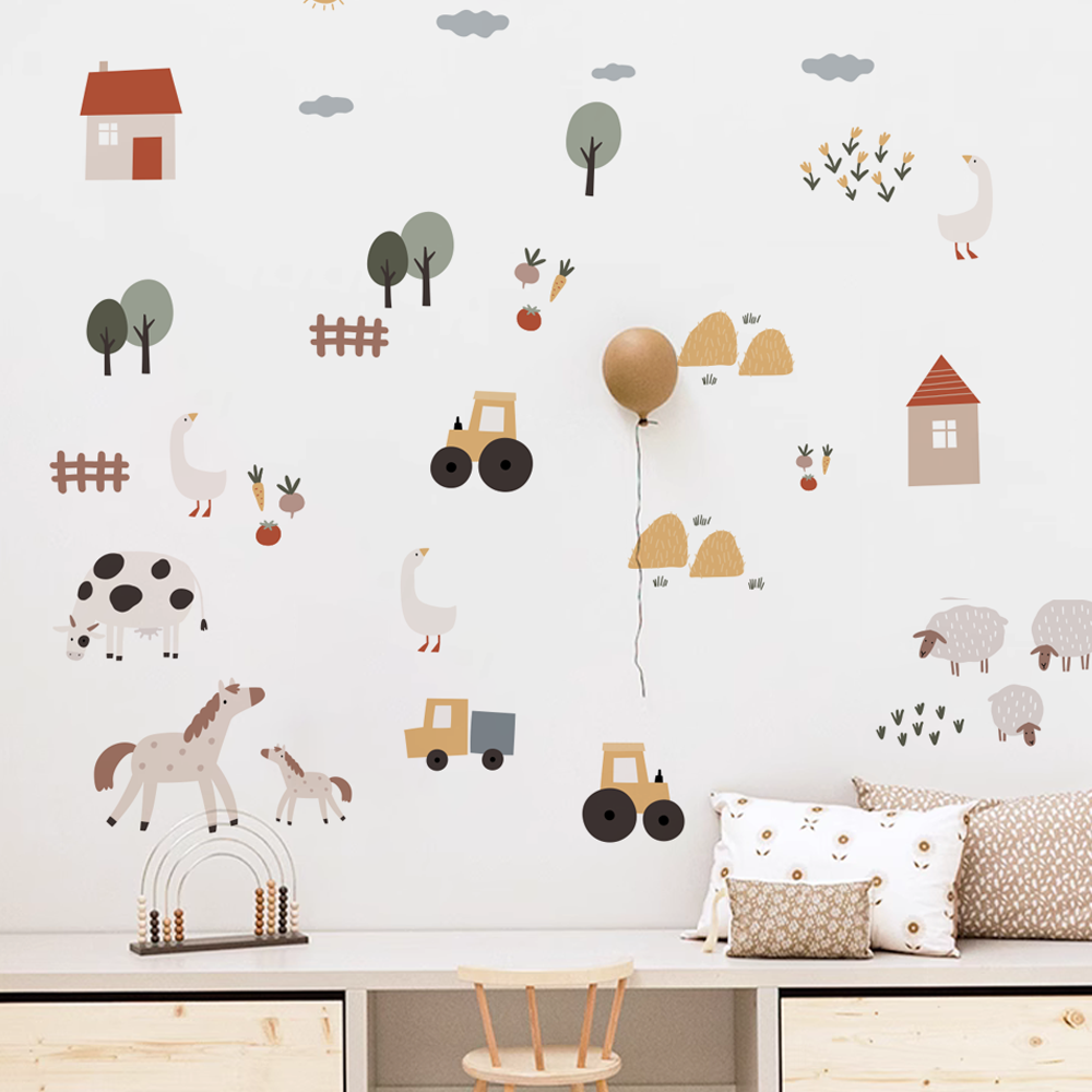 Boho Cartoon Cute Cows Farm An - огляд і ціна Baby Nursery Vinyl Wall Stickers