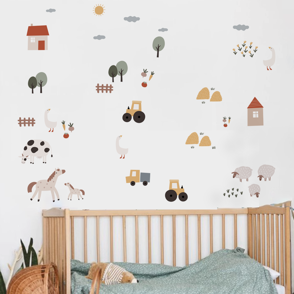 Boho Cartoon Cute Cows Farm An - огляд і ціна Baby Nursery Vinyl Wall Stickers