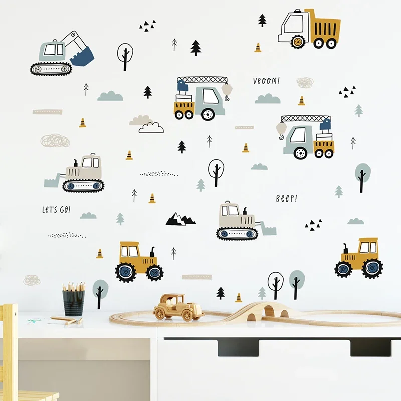 Hand Drawn Cute Cars Cargo Tru - огляд і ціна Baby Nursery Stickers