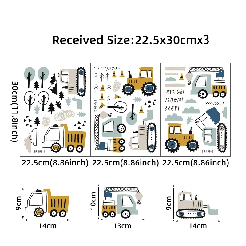 Hand Drawn Cute Cars Cargo Tru - огляд і ціна Baby Nursery Stickers