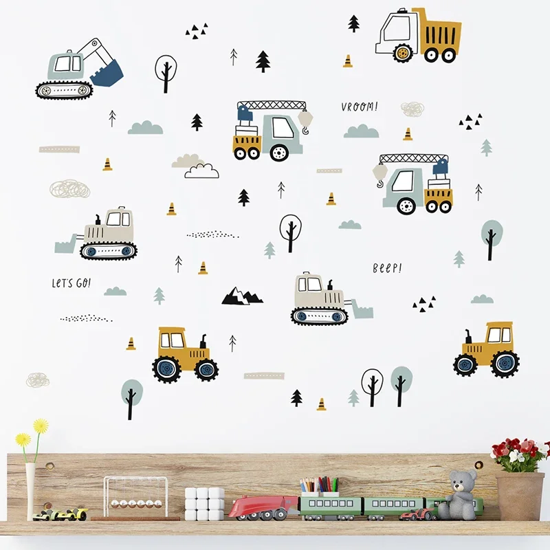 Hand Drawn Cute Cars Cargo Tru - огляд і ціна Baby Nursery Stickers