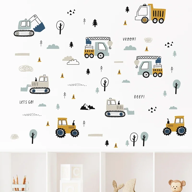 Hand Drawn Cute Cars Cargo Tru - огляд і ціна Baby Nursery Stickers