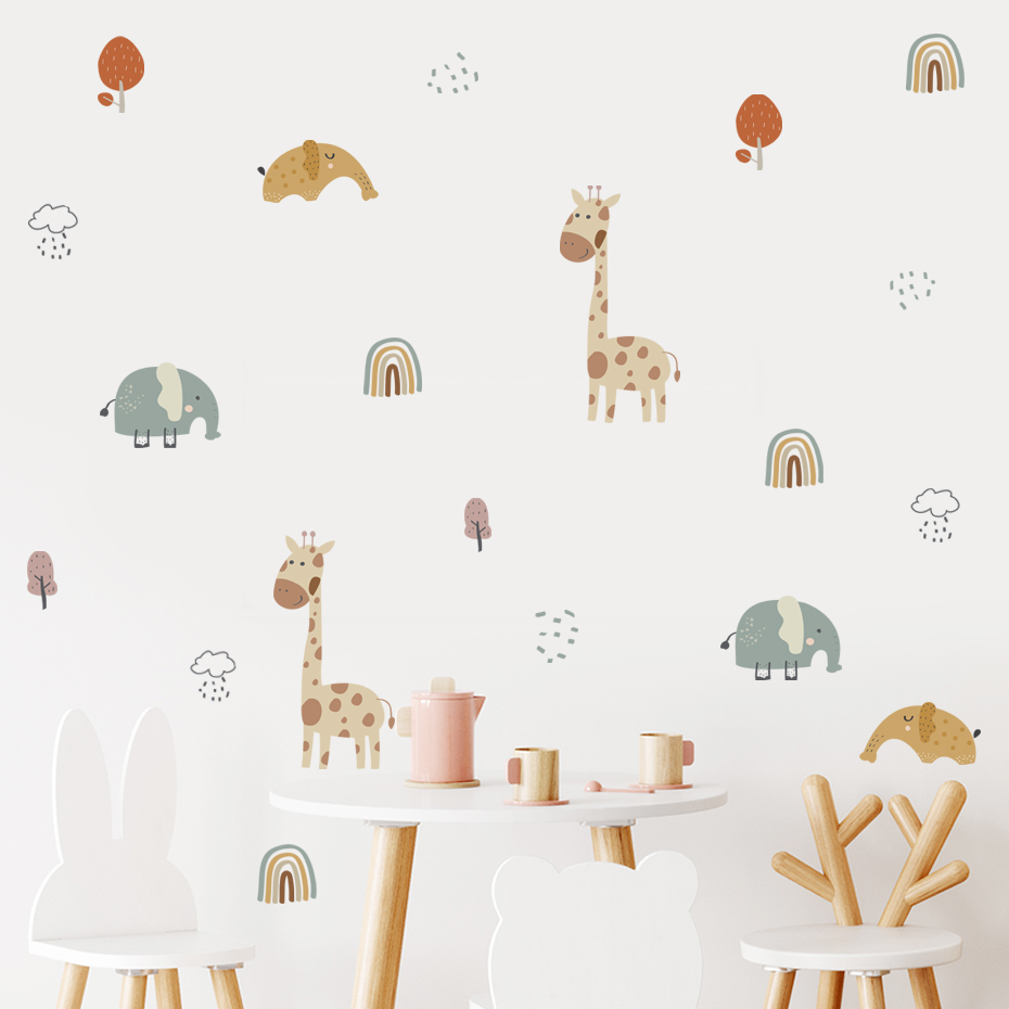 Cartoon Giraffe Elephant Anima - огляд і ціна Baby Nursery Vinyl Wall Stickers