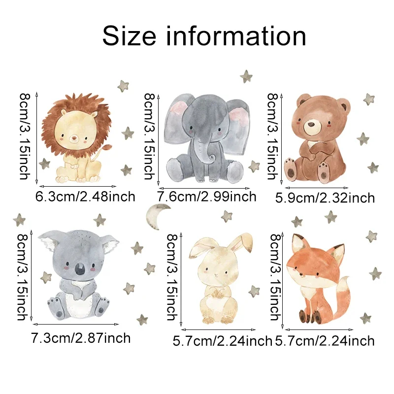 1/2/4/6set Cartoon Animals Wal - огляд і ціна Baby Nursery Stickers