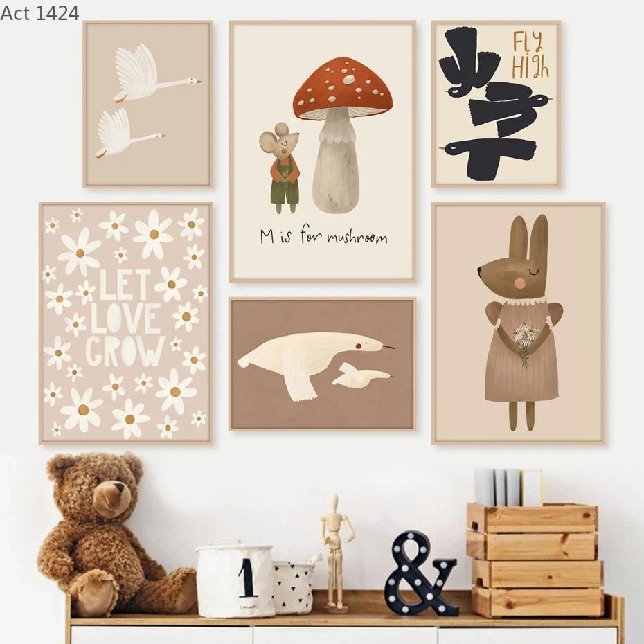 Boho Cartoon Rabbit Mouse Goos - огляд і ціна Baby Nursery Frames