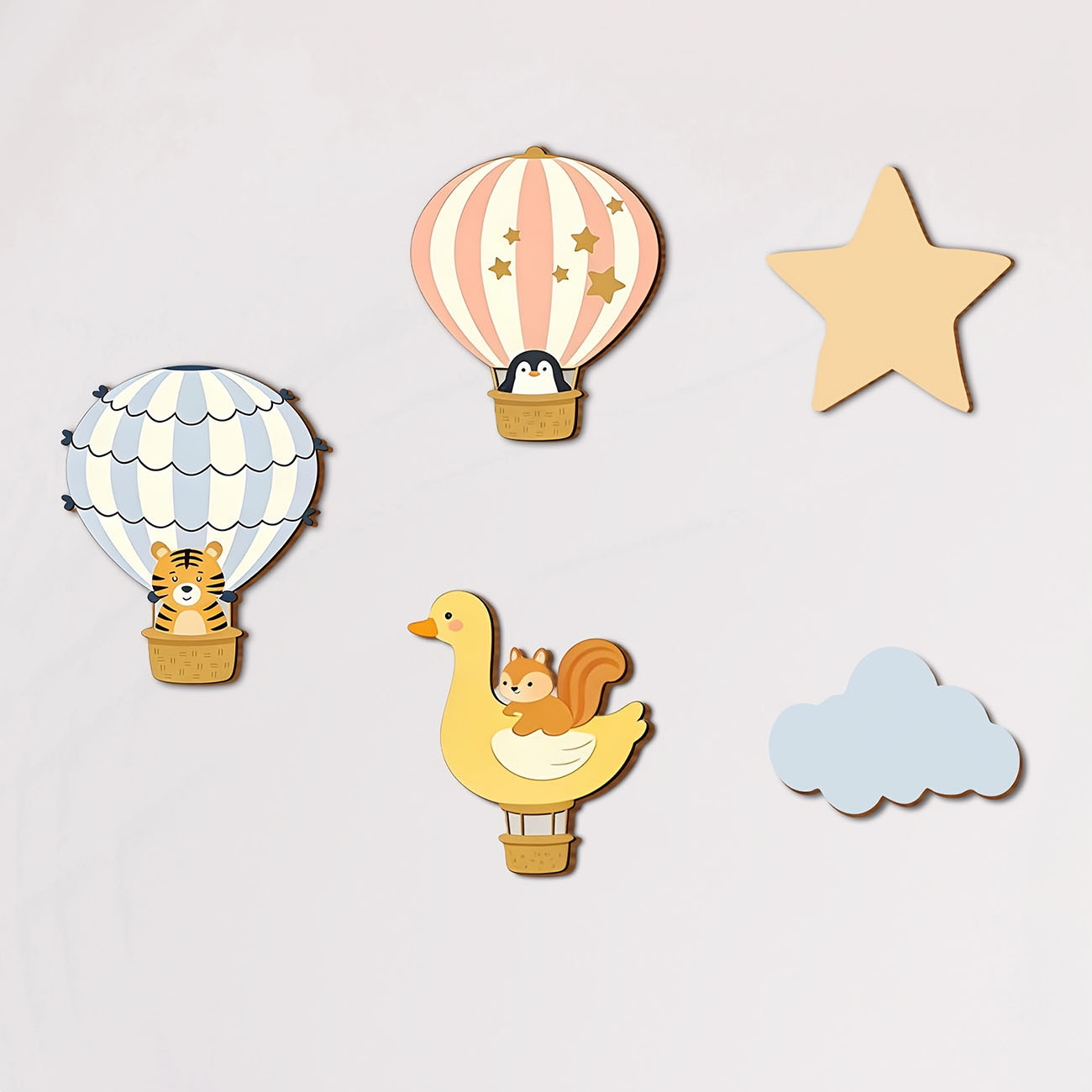 5Pcs Animal Hot Air Balloon Wo - огляд і ціна Baby Nursery Stickers