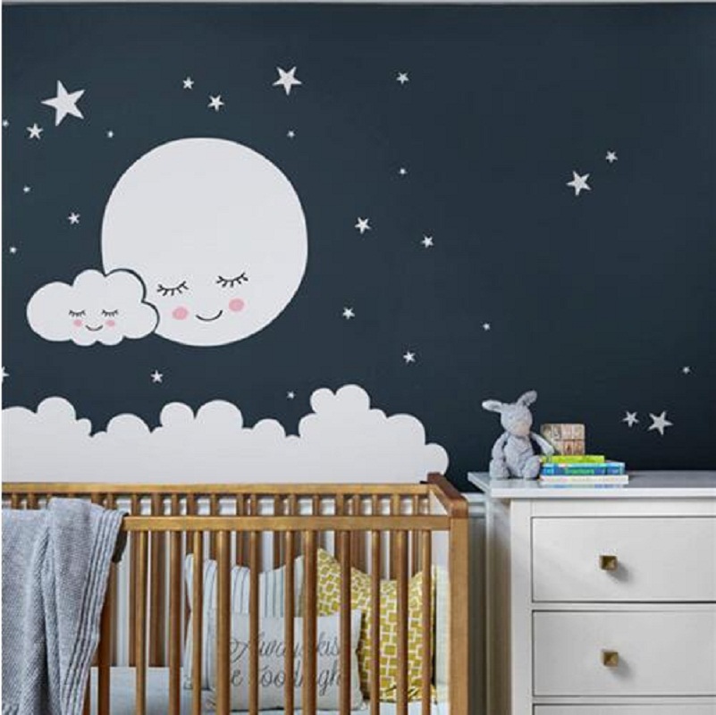 Beautiful Moon stars Wall Deca - огляд і ціна Baby Nursery Vinyl Wall Stickers